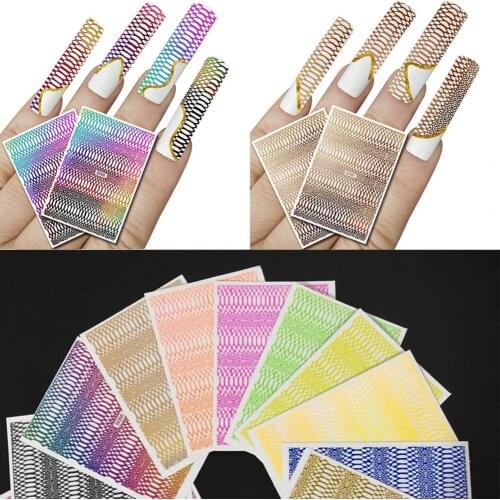 12 Sheets Manicure Decal Delicate Lightweight Gel Polish Sticker Manicure Foils Large Grid Pattern Nail Sticker for Photography