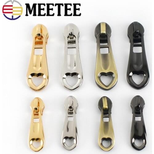 20pcs Meetee Heart Zipper Sliders for 3# 5# Nylon Zipper Clothing Wallet Pocket Zipper Head Bag Zip Repair Kits DIY Accessories