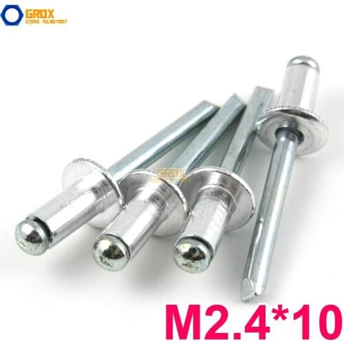 200 Pieces M2.4*10 Aluminum Blind Rivet Pop Rivet Dome Head Open End