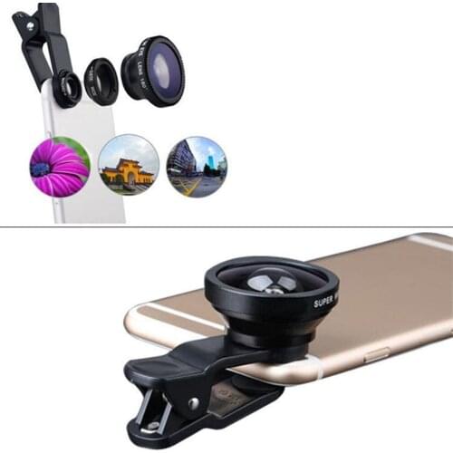 3-in-1 Multifunctional Phone Lens Kit Fish Lens+Macro Lens + Wide Angle Lens Transform Phone Into Professional Camera