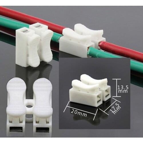 30pcs/lot Quick Splice Lock Wire Connectors CH2 2Pins Electrical Cable Terminals 20x17.5x13.5mm