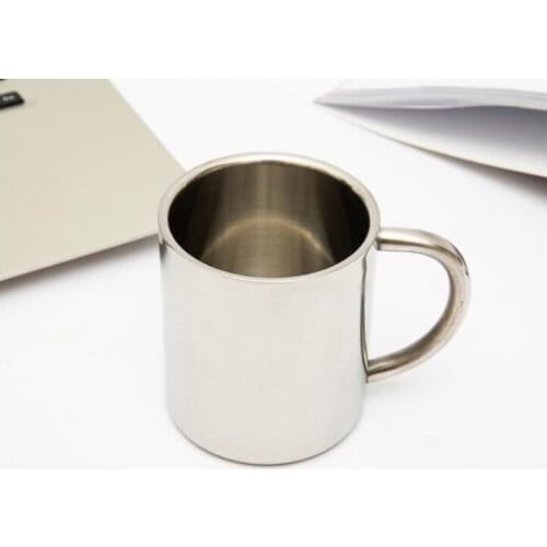 50pcs 300ml Double Layer 304 Stainless Steel Coffee Mugs Portable Camping Cup with Handle Mountaineering Cups