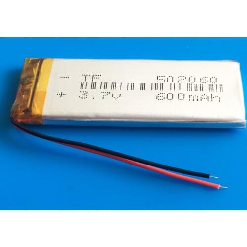 502060 3.7V 600mAh lipo polymer lithium rechargeable battery for MP3 GPS DVD bluetooth recorder headset e-book camera