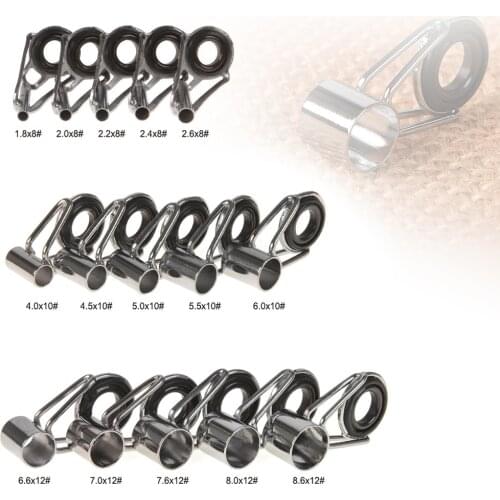 75pcs Mixed Size Stainless Steel Fishing Rod Guides Tip Rings Line Guides DIY Eye Ring for Rod Building Repair Fishing Tackles