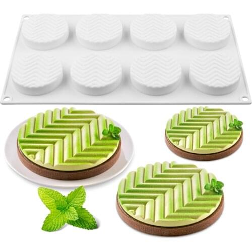 8 Cavities 3D Cake Mould Silicone Baking Mousse Cakes Round DIY Oven Safe Non-stick Brownie Dessert Molds Cake Tray