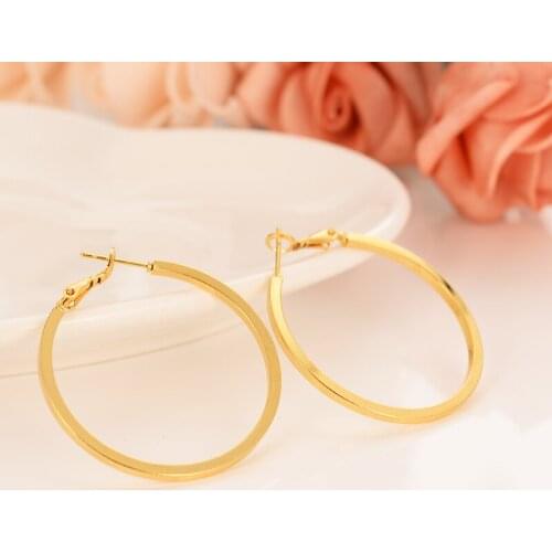 Africa Girls big Round Circles Huggies Hoop Earrings Gold Color Jewellery Aros women jewelry african girls earring best gift