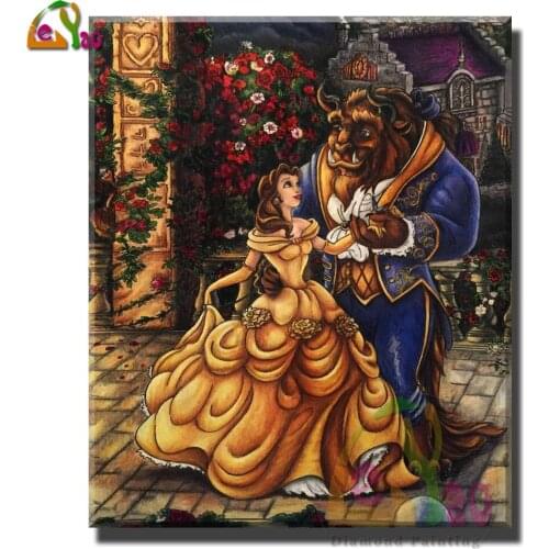 Full Drill 5D Diy Diamond Painting Beast Beauty Beautiful Dance Embroidery Diamond Mosaic Cross Stitch Kits Picture Home Decor