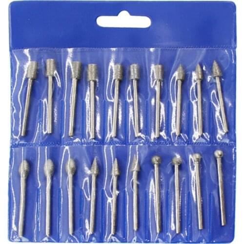 Diamond Point Burr Bits Head Shank Grinding Needle Carving Polishing Set Concrete Granite Stone Ceramics Tools 20pcs