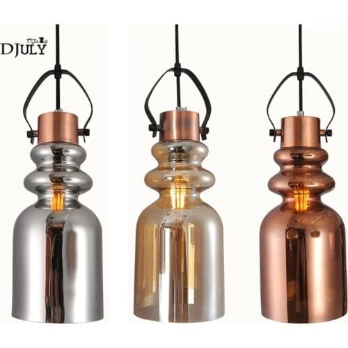 American industrial Smoke gray glass pendant lights country dining room bar cafe hanging lamp loft decor suspension luminaire
