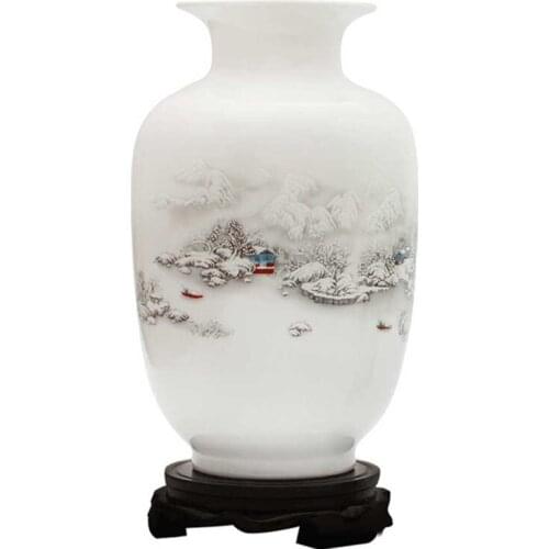 Antique Snow Scenery Ceramic Vase Ancient Jingdezhen Flower Decoration Vases