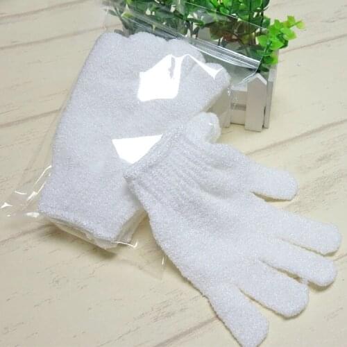 White Nylon Body Cleaning Shower Gloves Exfoliating Bath Glove Five Fingers Bath Bathroom Gloves Home Supplies W8106White Nylon