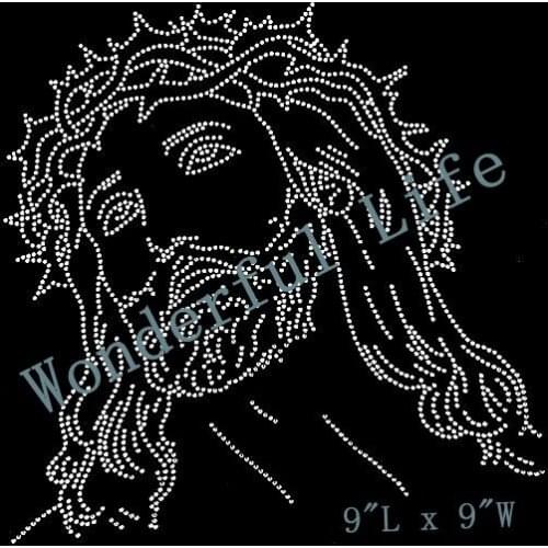 Free shipping Jesus Rhinestnes Heat Transfer