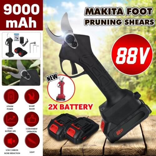 88V Cordless Pruner Electric Pruning Shear with 9000mAh Lithium-ion Battery Efficient Fruit Tree Bonsai Pruning Branches Cutter