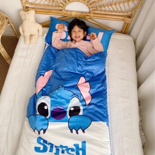 Disney Stitch Dumbo Childrens Blanket 100% Cotton Baby Sleeping Bag Childrens Anti-Kick Quilted Boy Girl Baby Cartoon Sleeping