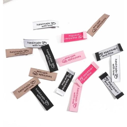 5x1.5cm Handmade tags Woven Printed Labels Clothes Garment label DIY tags Craft Sewing Accessories 20pcs/lot