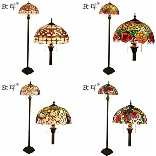 European Tiffany color glass living room floor lamp bar restaurant study grape rose garden lamp