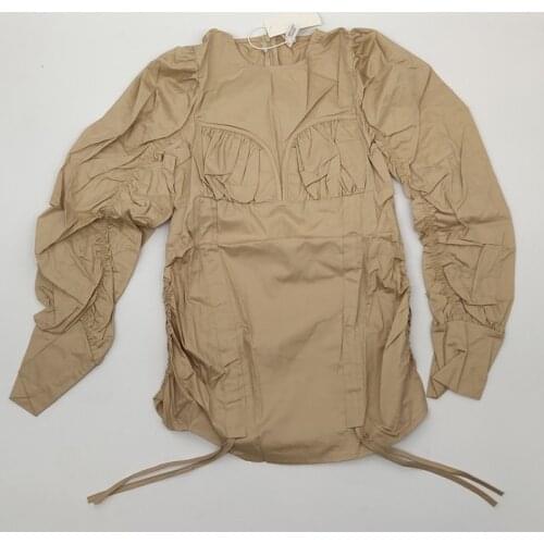 GetSpring Women Blouse Long Sleeve Drawstring Women Shirt Loose Long Ladies TopsFashhion Woman Blouses Spring Autumn 2021 New