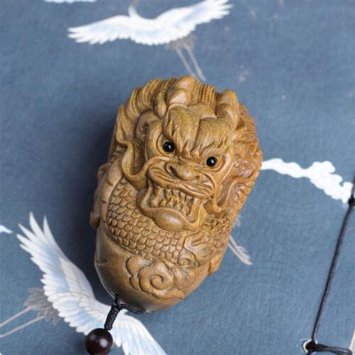 South American Green Sandalwood 7cm Traditional Chinese Chinese Zodiac dragon Home Decor Feng Shui Mascot Collection