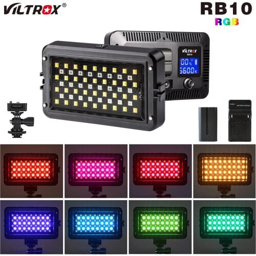 VILTROX RB10 RGB LED Video Light Kit + Full Color Output Dimmable with Rechargeable Battery & Charger for Video Shooting Studio