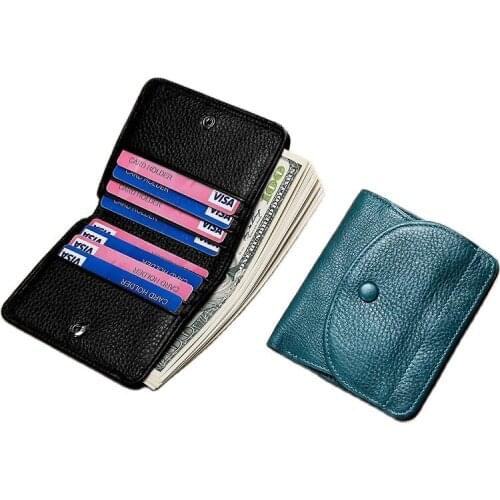 2020 new mini hot coin change bag top layer cowhide litchi grain solid color buckle small wallet leather wallet leather wallet