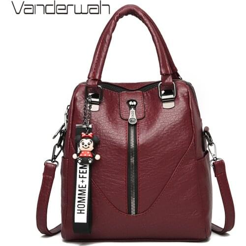 Multifunction Ladies BackPack High Quality Pu Leather Backpacks for School Teenagers Girl Large Capacity Travel Bagpack Bookpack