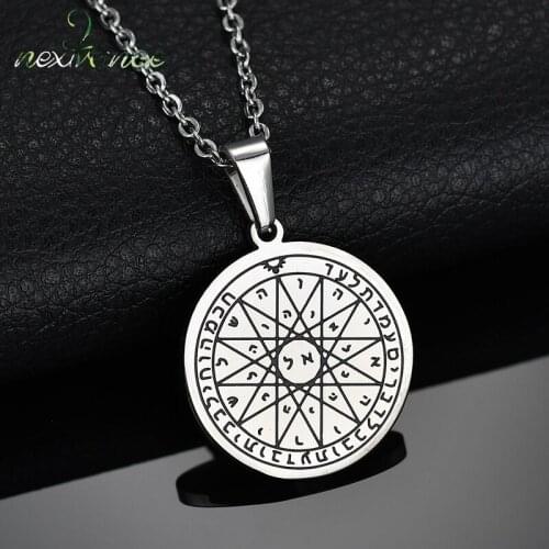 Nextvance Stainless Steel Star Of David Round Pendant Necklace Religious Hebrew Jewish Link Chain Necklaces For Amulet Jewelry
