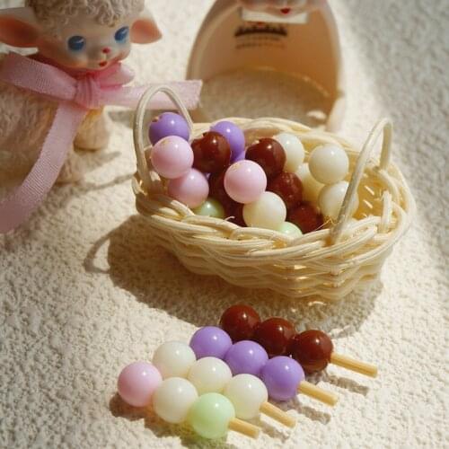 New 6PCS Dollhouse Miniature food Japanese Fish Balls, Rice Cake Skewers For Blyth Barbies Doll House Kitchen Play Accessories
