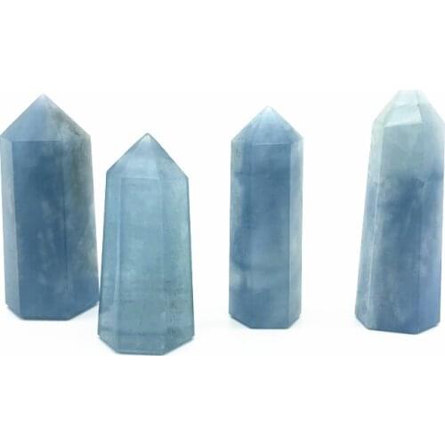 Drop Shipping 1PC Natural Blue Aquamarine Quartz Crystal Point Tower Chakra Healing Gemstone Natural Stones and Crystals