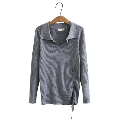 Plus size Solid black gray Beige knitted Elastic women pullovers blouse tops 2021 new winter autumn casual ladies shirts female