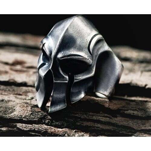 Retro Fashion Spartan Single Mens Ring Personality Hip-Hop Skull Open Ring Punk Party Gift Fashionable
