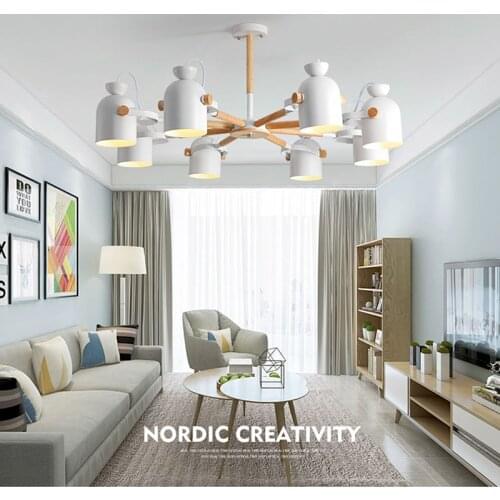 Nordic Solid Wood Macaron Chandelier Modern Minimalist Style Living-room Small Apartment Bedroom Dining room Lighting