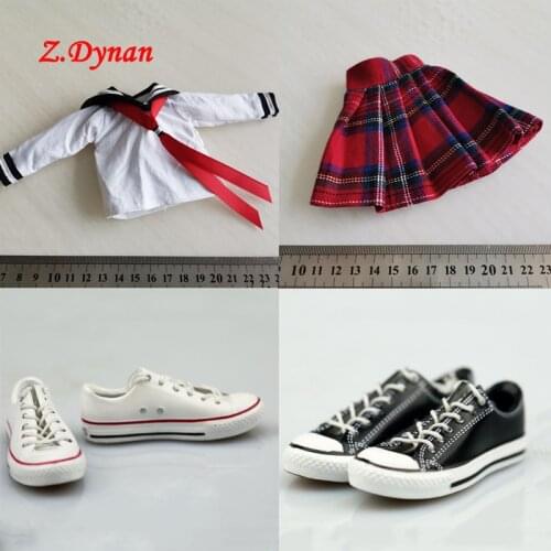 TBLeague 1/6 Female School Uniform Shirt cute Plaid Dress Clothes Set casual canvas shoes For 12" TBL Figure Body jiaou dolls