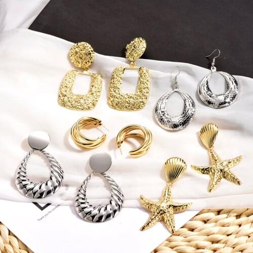 New Statement Earrings 2021 Big Geometric Round Earrings for Women Hanging Dangle Earrings Drop Earing Modern Female Jewelry