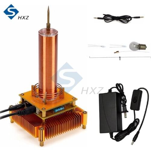 Golden Tesla Coil Module with Bluetooth Musical Tesla Coil Music Plasma Speaker DC8-32V Plasma Music Tesla Coil Module US Plug