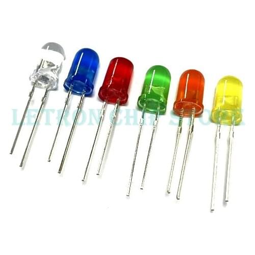 5Colors x20pcs =100pcs F5 Ultra Bright 5MM Round Water Clear Green/Yellow/Blue/White/Red LED Light Lamp Emitting Diode Dides Kit