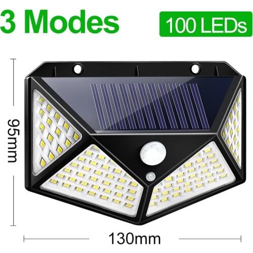 100 LED Solar Light Outdoor Solar Lamp Powered Sunlight Waterproof PIR Motion Sensor Street Light for Garden Decoration
