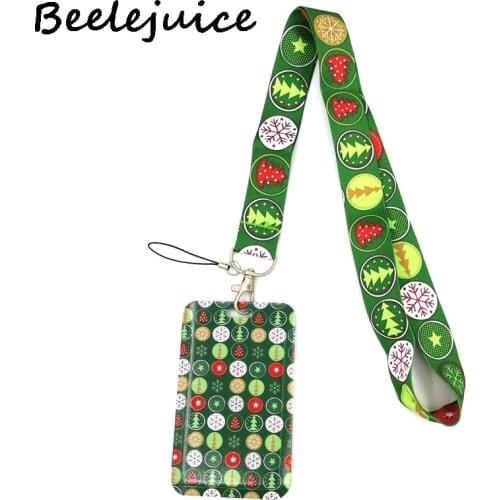 12sets Merry Christmas Tree Neck Strap Lanyard for keys lanyard card ID Holder Jewelry Decorations Key Chain for Accessory Gifts