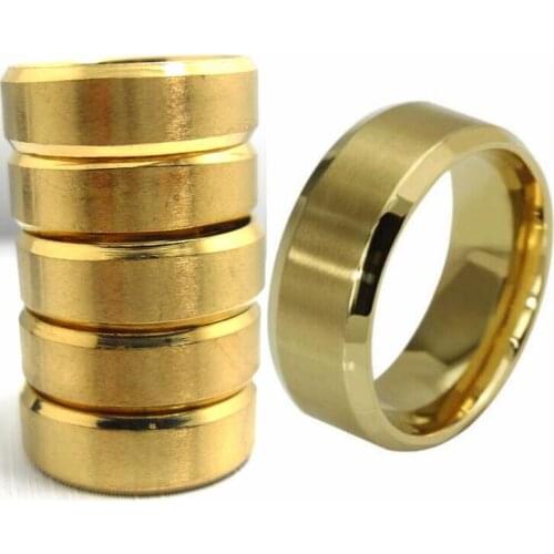 50pcs GOLD 8mm Comfort fit Men Women Stainless Steel Band Rings