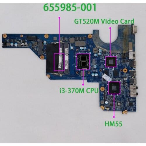 655985-001 DAR18DMB6D1 DAR18DMB6D0 w I3-370M CPU N12P-GV-S-A1 HM55 for HP Pavilion G4 G6 G7 Notebook PC Laptop Motherboard
