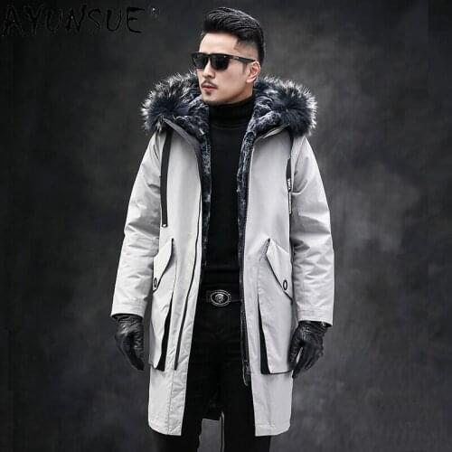 AYUNSUE 2020 Mens Clothing Winter Jacket Men Hooded Mens Clothes Thick Coat Male Real Rabbit Fur Parkas Ropa De Hombre LXR532