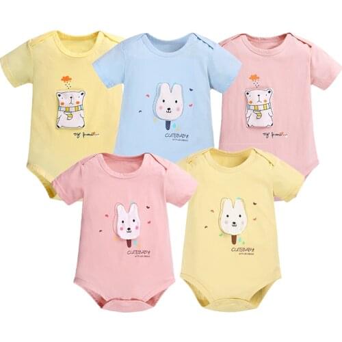 Summer Baby Bodysuit Toddler Girl Short Sleeve Pure Cotton Outfit Clothes Body Baby Boy Onesie Vetement Cheap Children Bodysuits