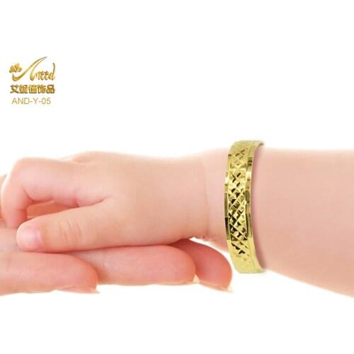 ANIID Personality Custom Name Baby Bracelet For Toddler Girls Cuff Bangles Newborn Gold Smooth Copper Jewelry Birthday Gift New