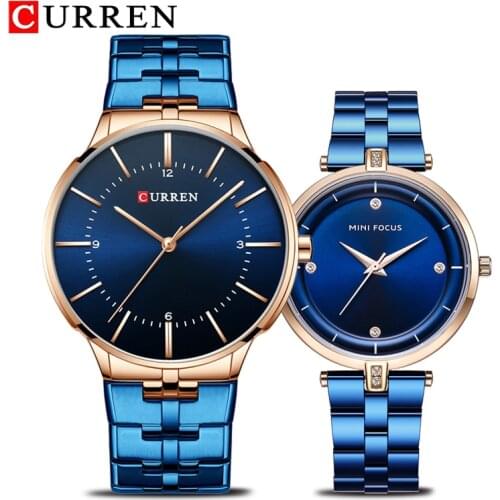 CURREN Brand Luxury Lover’s Watches Fashion Quartz Women Men Watch Stainless Steel Couple Wristwatch Relojes Hombre Set for Sal