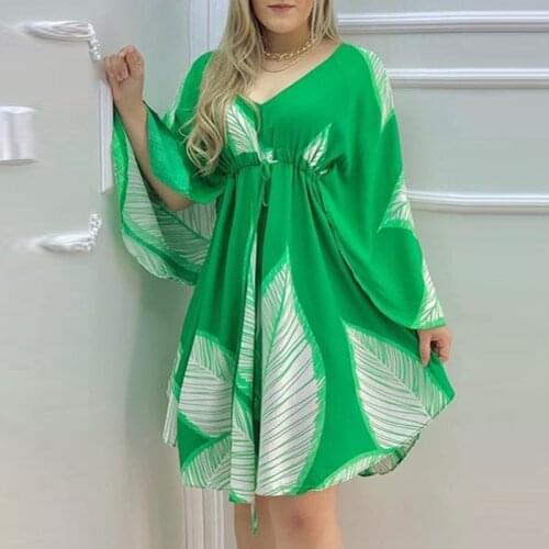 Elegant Banana Leaf Empire Waist Dress 2021 Spring Butterfly Half Sleeve Lady Party Dress Summer V Neck Ruffle Women Midi Dress