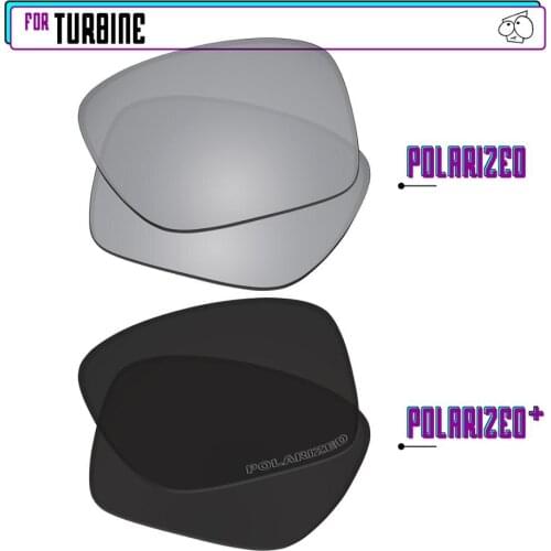EZReplace Polarized Replacement Lenses for - Oakley Turbine Sunglasses - BlackP Plus-Silver P