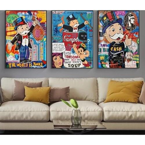 Graffiti Art Alec Monopoly THE WORLD IS YOURS Paintings on The Wall Art Canvas Posters and Prints Wall Art Picture Home Decor