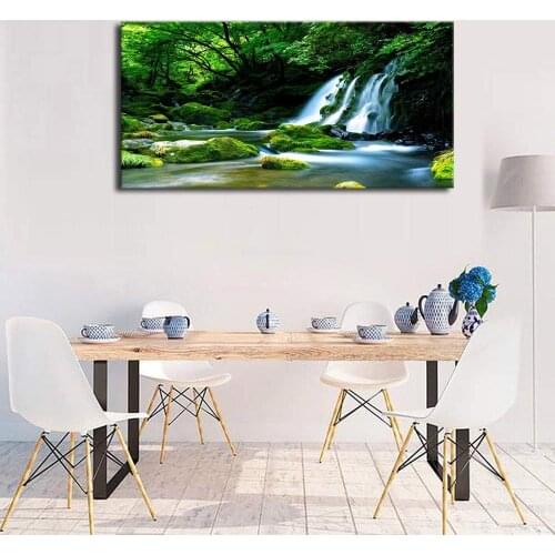 Canvas Wall Art Waterfall Nature Painting Canvas Prints Panoramic Canvas Artwork Prints , Ready to Hang Drop shipping
