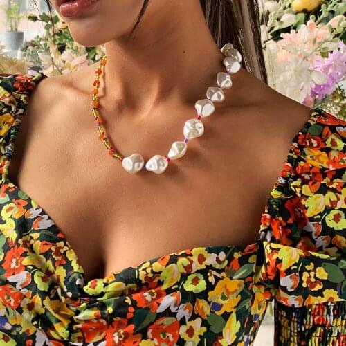 Lalynnly Charm Simulated Pearl Choker Necklaces For Women Girls Fashion Beads Necklaces Summer Trendy Jewelry Accessories N7519