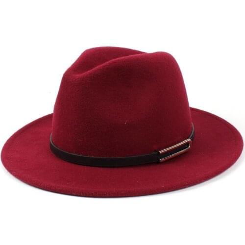 Fashion Womens Mens Wool Wide Brim Fedora Hat For Winter Autumn Laday Gentleman Jazz Church Cap Sombrero Godfather Hats