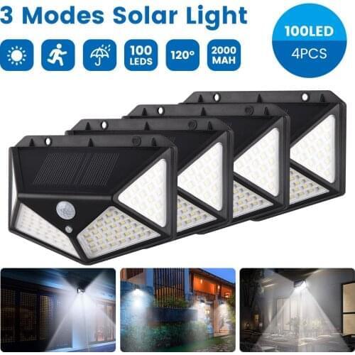 SUNYIMA 4 Pcs Solar Wall Lamp PIR Motion Sensor 100LED Solar Power Light Waterproof Solar Lamp for Yard Garland Light Decoration